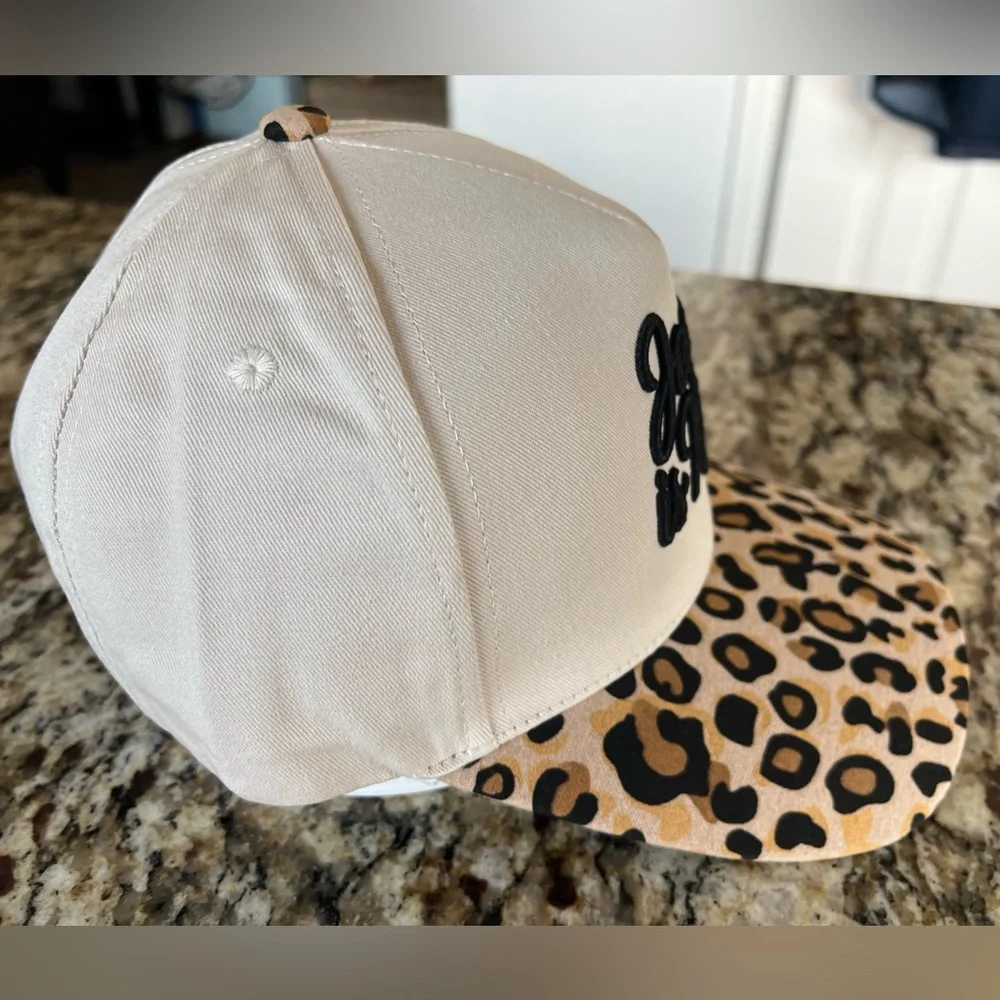 New Jesus is King Leopard Print Cap with Embroidered Text - Picture 2 of 7